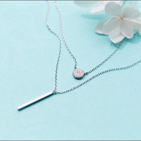 New 925 Sterling Silver Double Layer Necklace - Picture 2 of 7